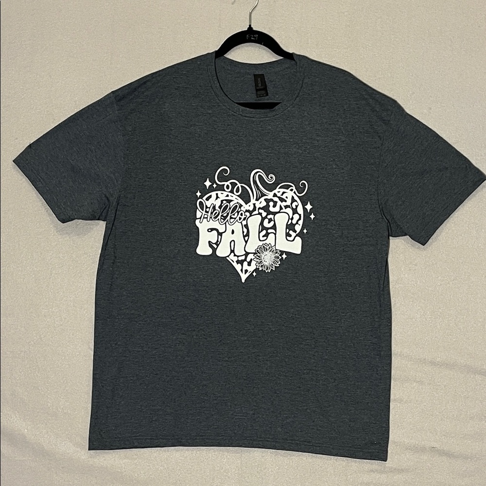 Dark Gray Graphic ‘Hello Fall’ Pumpkin T-Shirt